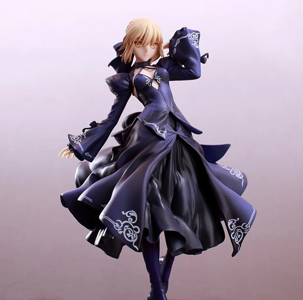 

23 см аниме Gekijouban Fate/stay night Heaven's Feel Altria Pendragon Black Dress Up Saber Alter Модель игрушки в подарок Фигурка ПВХ