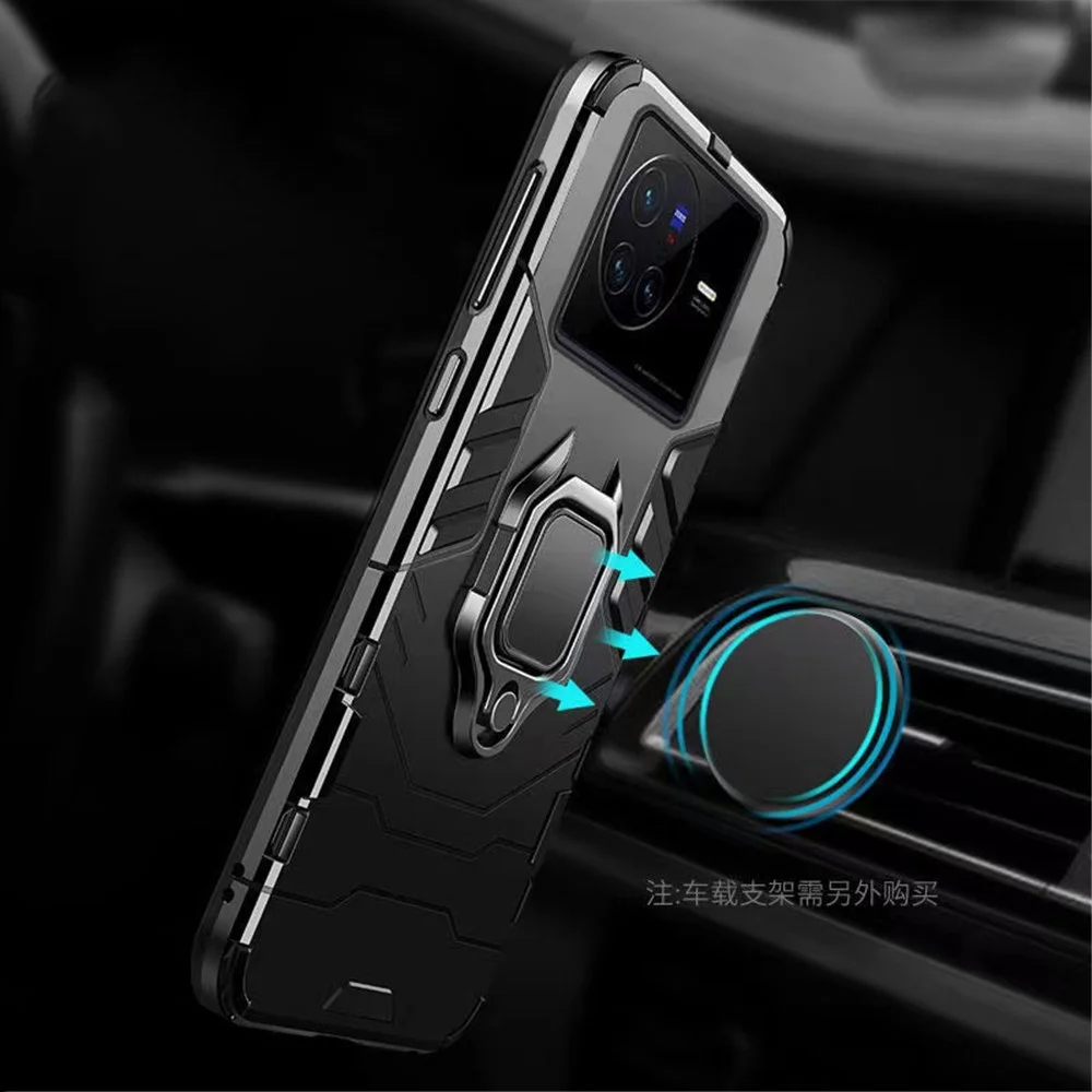 For vivo X80 Pro Case Stand Holder Magnetic Car Ring Phone Back Cover For vivoX80 Pro Cover for vivo X80Pro V2185A, V2145 Funda