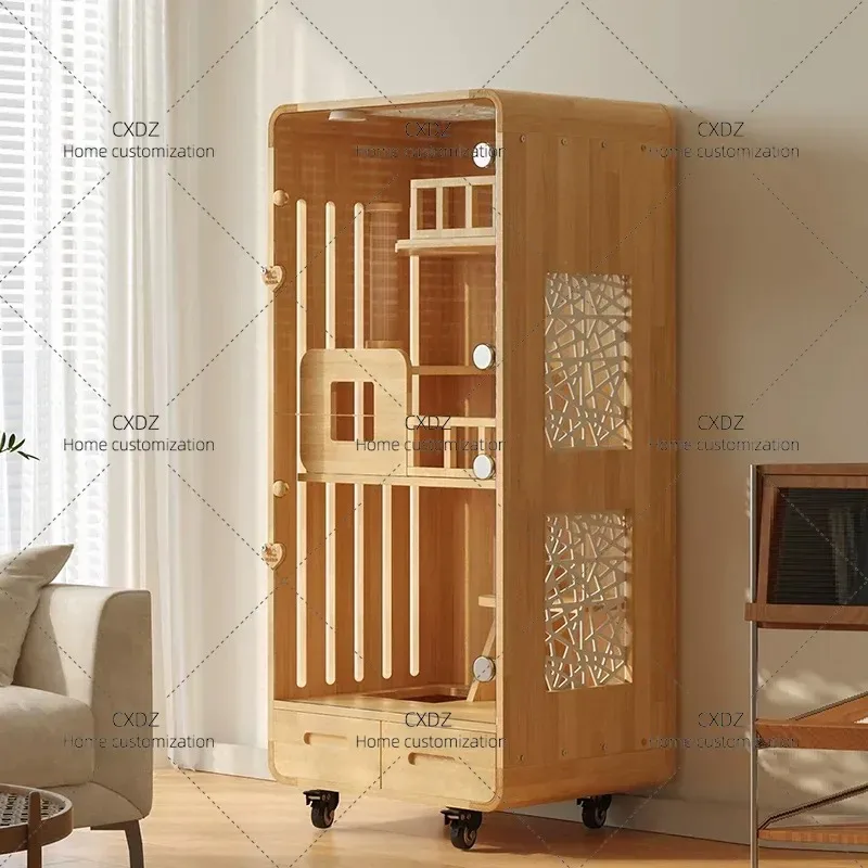 Cat Villa Solid Wood Cat Cage Household Large Free Space Cat House
