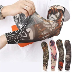 Fashion New Men Flower Arm Tattoo Sleeves Seamless Outdoor Sunscreen Arm Sleeves Sun Uv Protection  Arm Warmers for Women