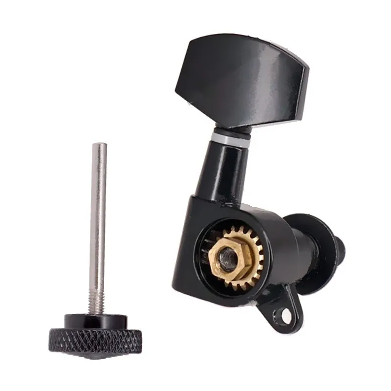 6er-Set 3R3L Schwarze verriegelbare Stimmwirbel für Akustik- und E-Gitarren – Zubehörteile – Detail 1