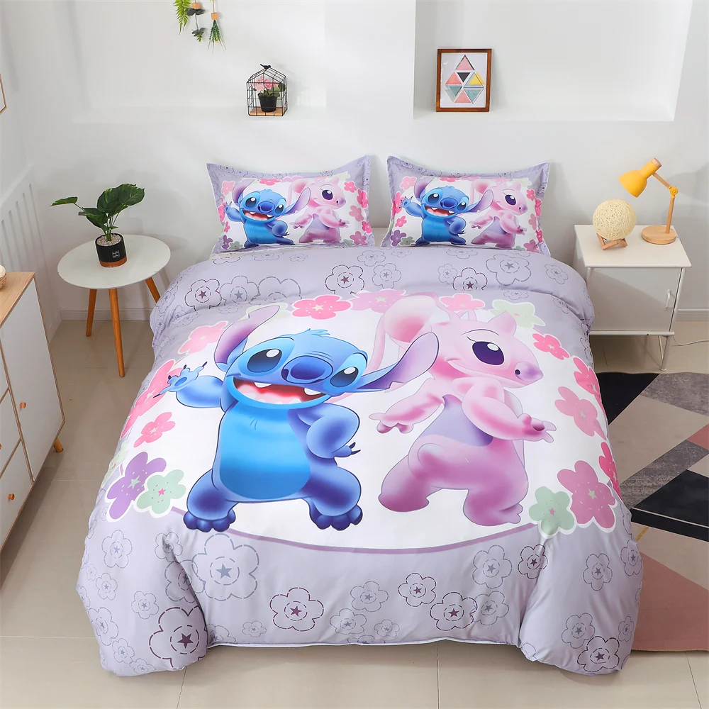 Imagem -02 - Disney Stitch Bedding Conjunto para Crianças e Adultos Home Textile Cartoon Bedclothes Duvet Cover Sets Boys And Girls Gift Drop Shipping