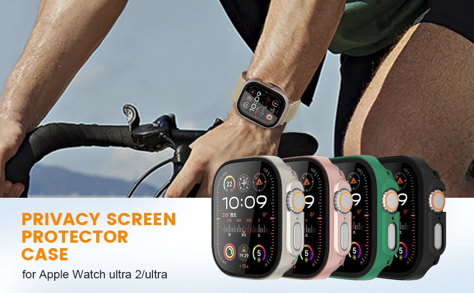 Gehärtetes Glas + Sichtschutz für Apple Watch Ultra2 3 49mm Gehäuse Anti-Spy Displayschutzfolie iWatch Series 9 8 7 SE 12 46mm 40 44mm – Detail 1