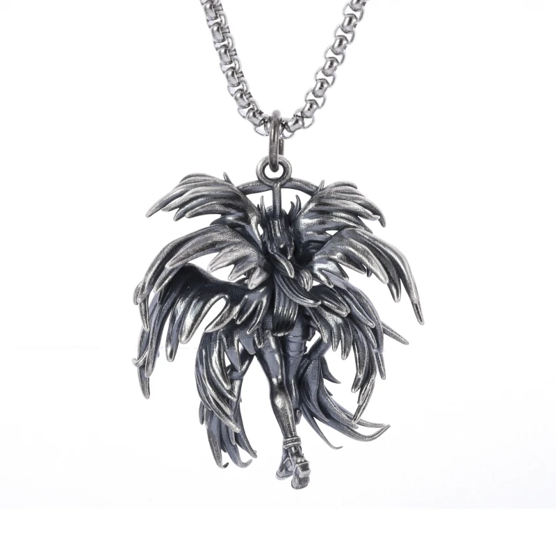 Retro Ten-Winged Holy Angel Goddess Pendant Necklace for Men and Women Punk Fashion Rock Jewelry Gift