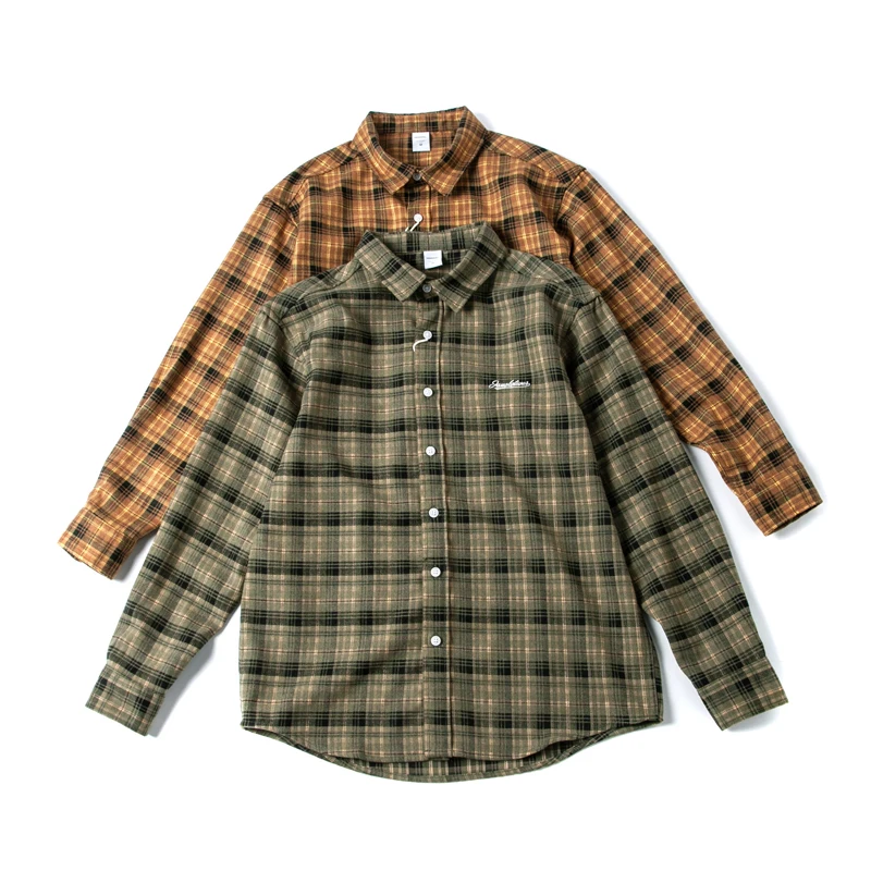 

Retro Plaid Long Sve Men's irt Spring Autumn Trendy Loose Casual irt Jaet for Couples Youth ular Spring 2025