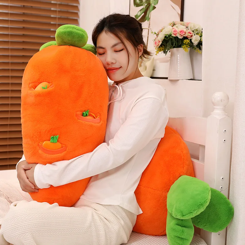 Simulazione carino carota peluche creativo tirando ravanello pianta vegetale farcito peluche bambola che abbraccia la schiena cuscino per i bambini