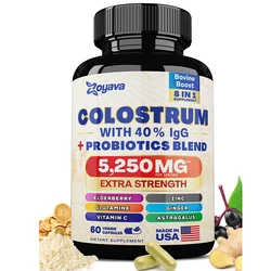 Colostrum Supplement Capsules 5250 Mg, Supports Overall Vitality, Hair & Energy