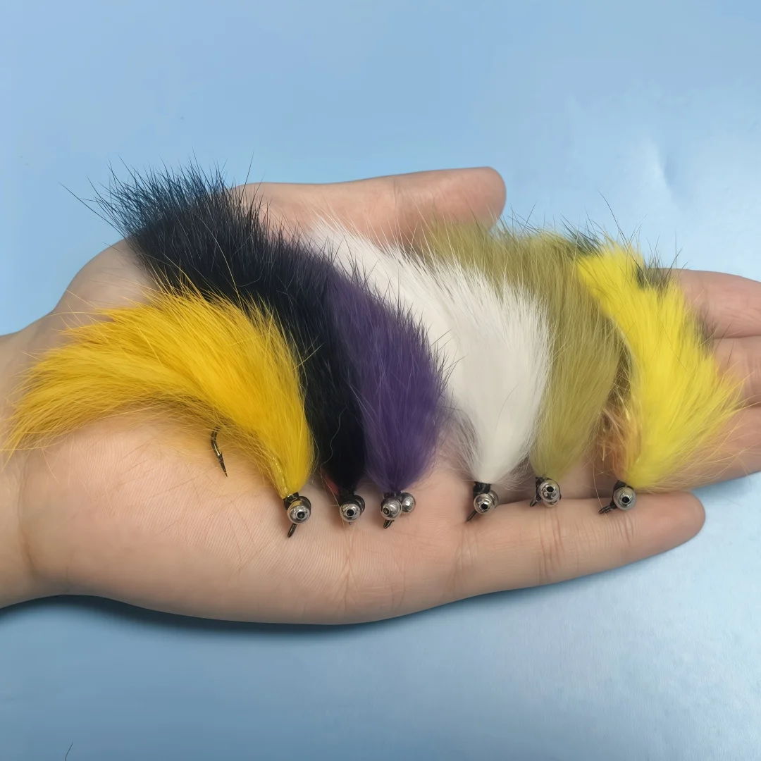 5 Stück Zonker Streamer Fliegen mit 3D-Augen, Angelköder für Barsch, Forelle, Lachs, Salzwasser- und Süßwasser-Kunstköder zum Fliegenfischen – Detail 7
