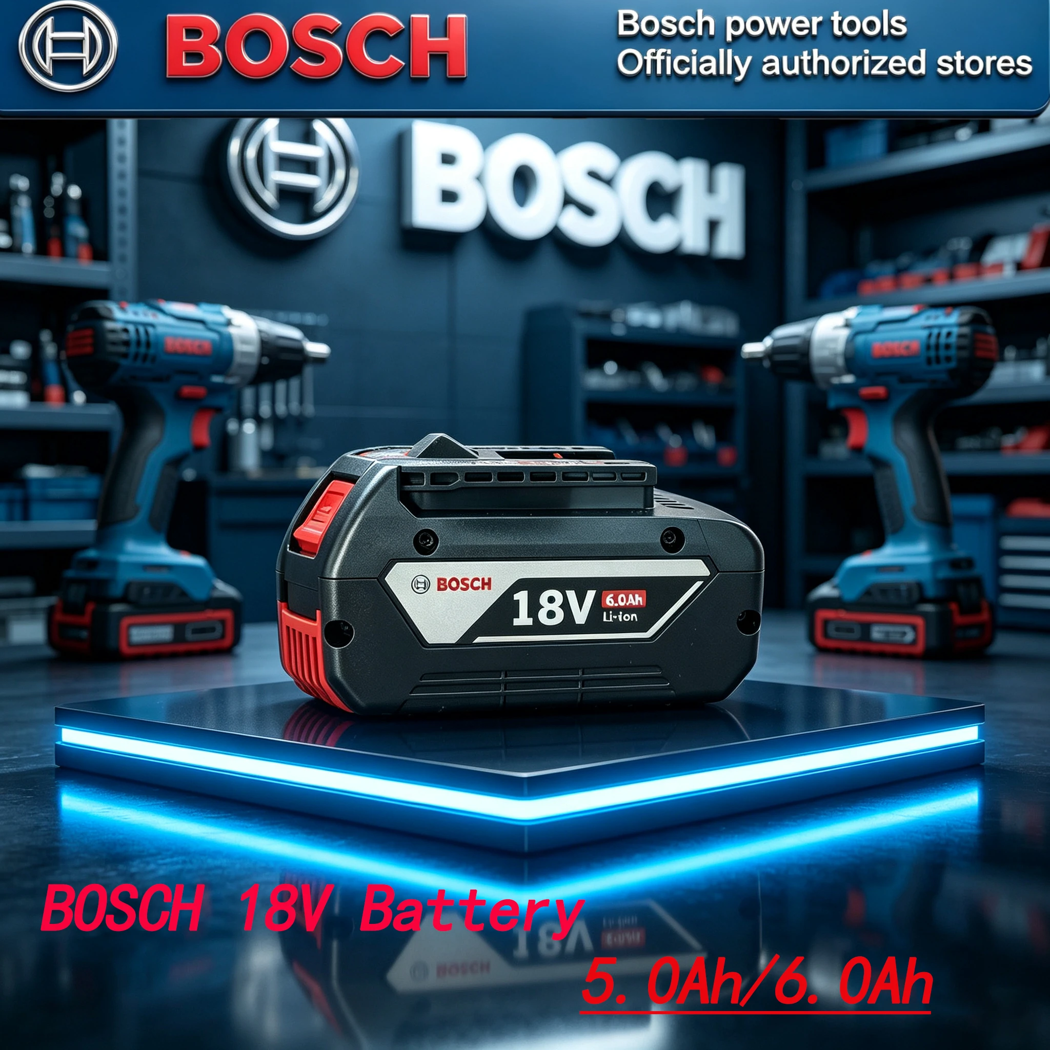 Original Bosch 18V 5.0/6.0Ah High Torque Battery with Enhanced Conductivity, Fits BAT620 GWS Grinder, Professional Workshop Use