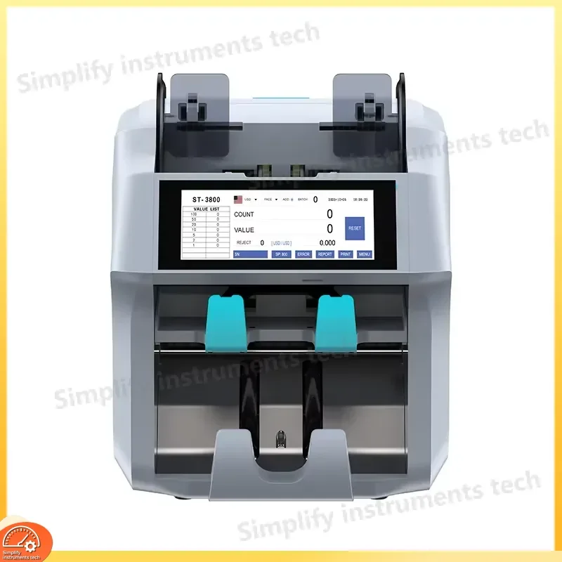 2 CIS Full Touch Screen Bank Grade Money Counting with Built-in Printer and Two Pockets CE Certified Bill Counter for