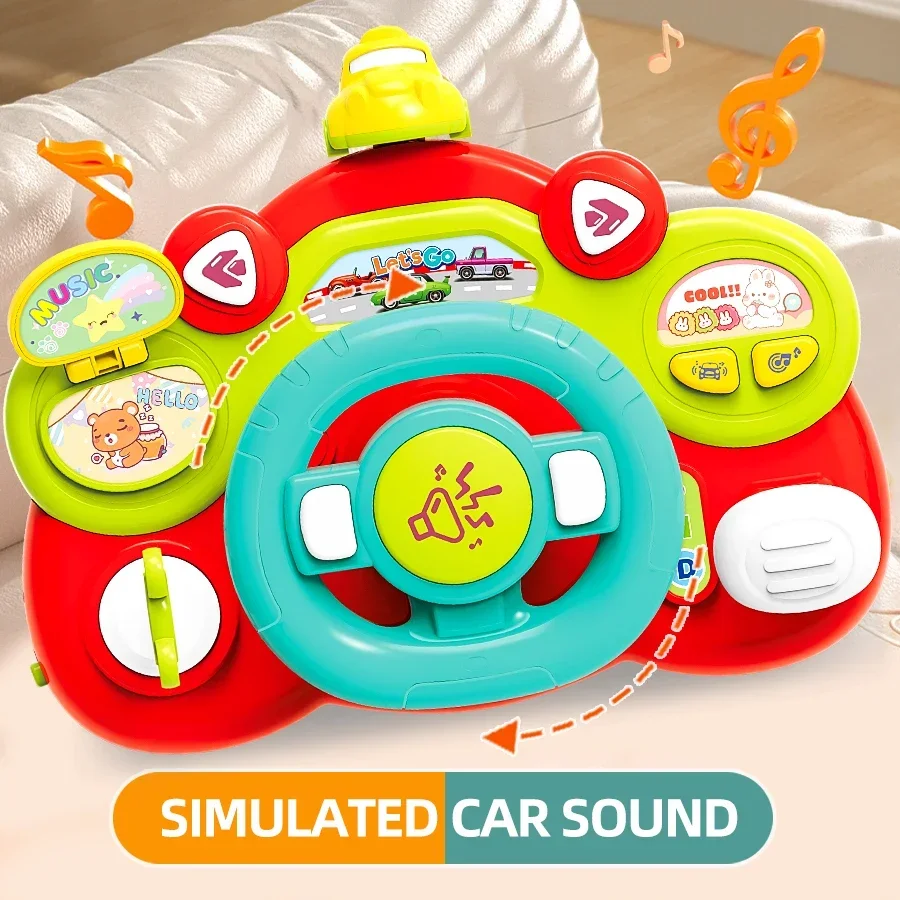 Volante elettrico di simulazione multifunzionale con musica di guida Passeggino Apprendimento Giocattolo per bambini Regalo per l'educazione precoce