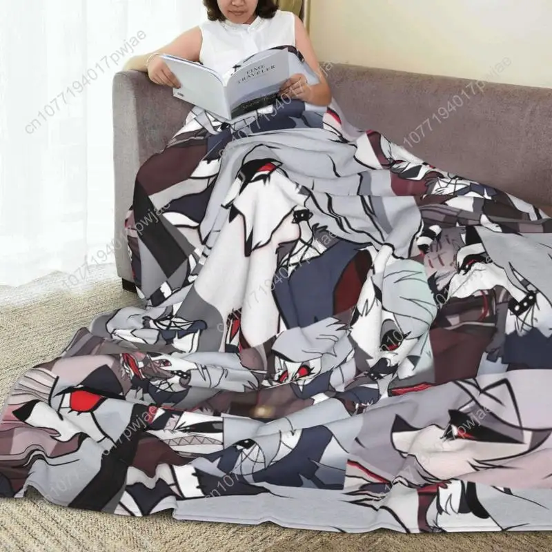 Loona Collage Wool Blanket Helluva Anime Customized Throw Blanket for Bed Sofa Couch Plush Thin Quilt Custom blankets
