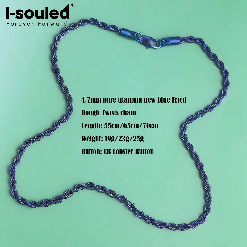 4.7mm new pure titanium electrolytic anodizing blue Fried Dough Twists chain necklace simple/fashionable