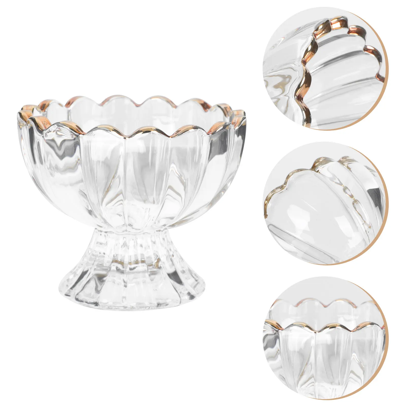 

1 шт. стеклянная чаша с золотым ободком, прозрачная, для десертов, мороженого, салатов, пудингов, салатница, стакан для десертов, стеклянные стаканы