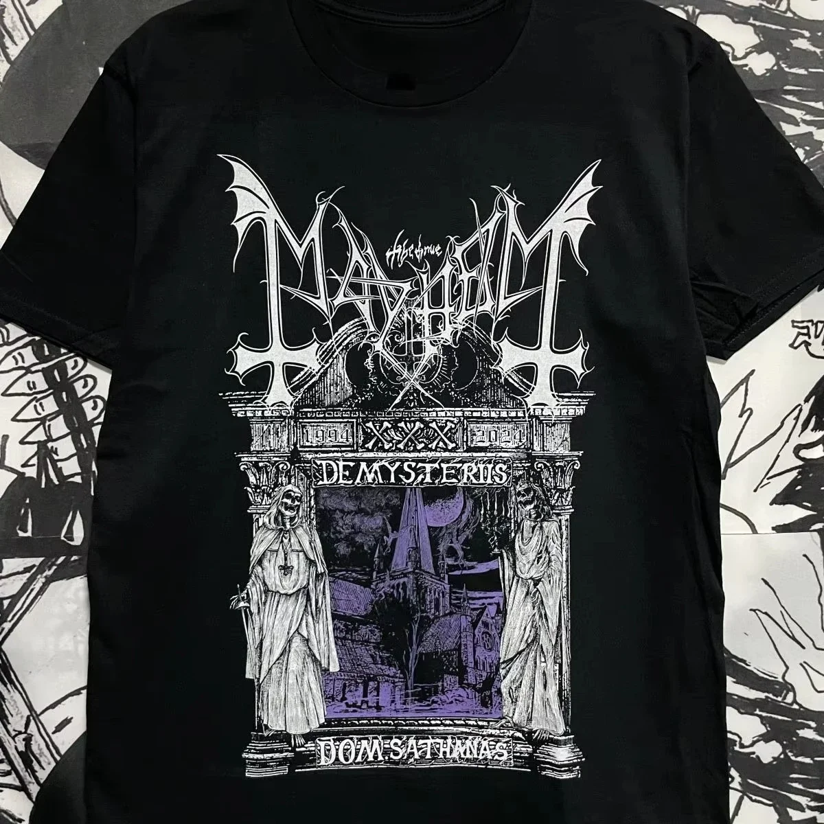 

2025 принт с коротким рукавом, норвежская черная металлическая группа Mayhem Band Dark Niche Rock, мужская летняя повседневная спортивная дышащая хлопковая футболка
