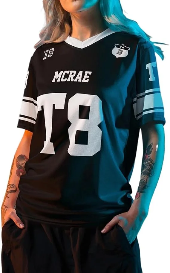 Tate Mcrae Football Jersey 2025 Miss Possessive Tour  Tshirt  Short Sleeve Vneck  Tshirt Men/women Novelty Top image 2