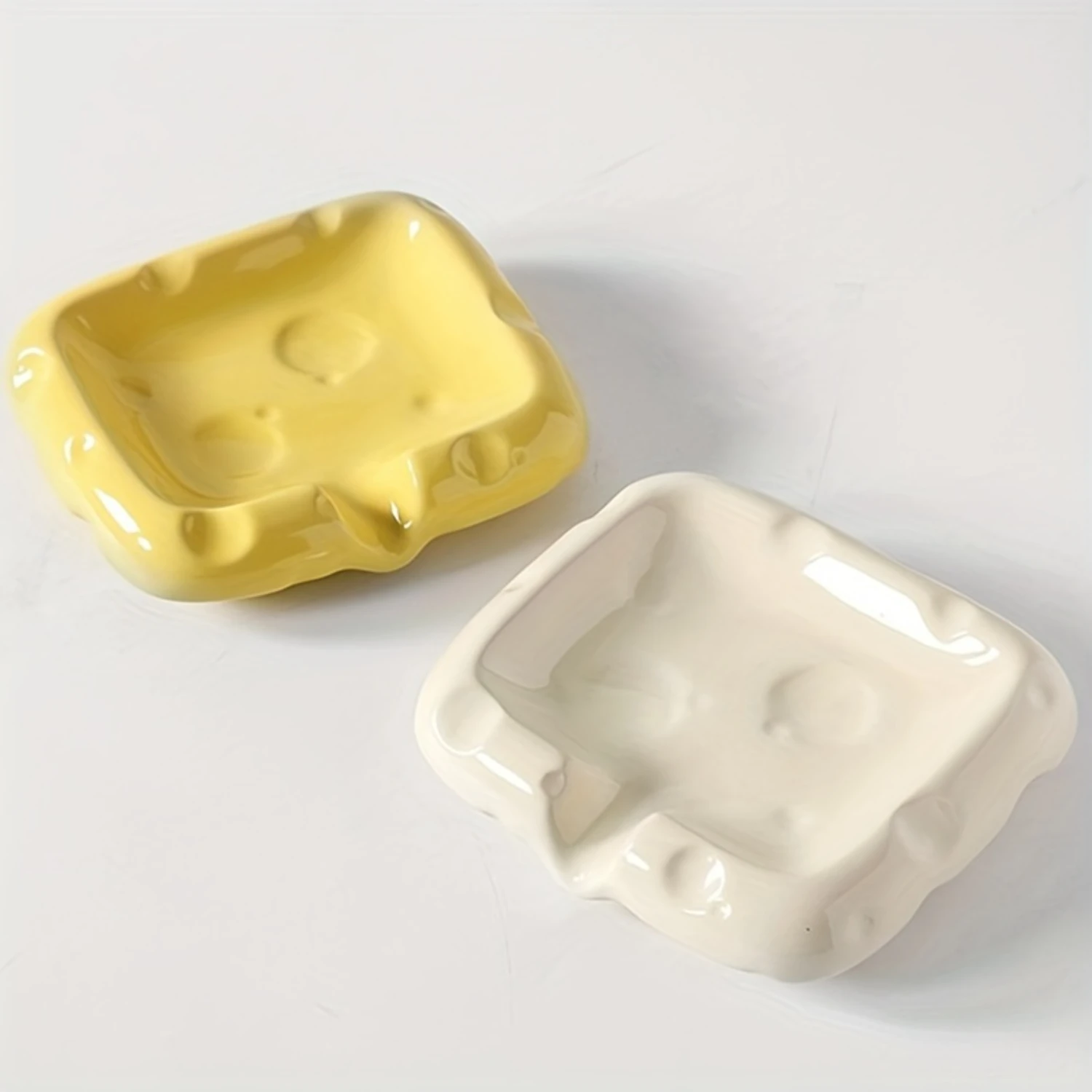 Elegant Ceramic Soap Dish With Drainage - Self-Draining, No-Hole Installation For Bathroom Elegance