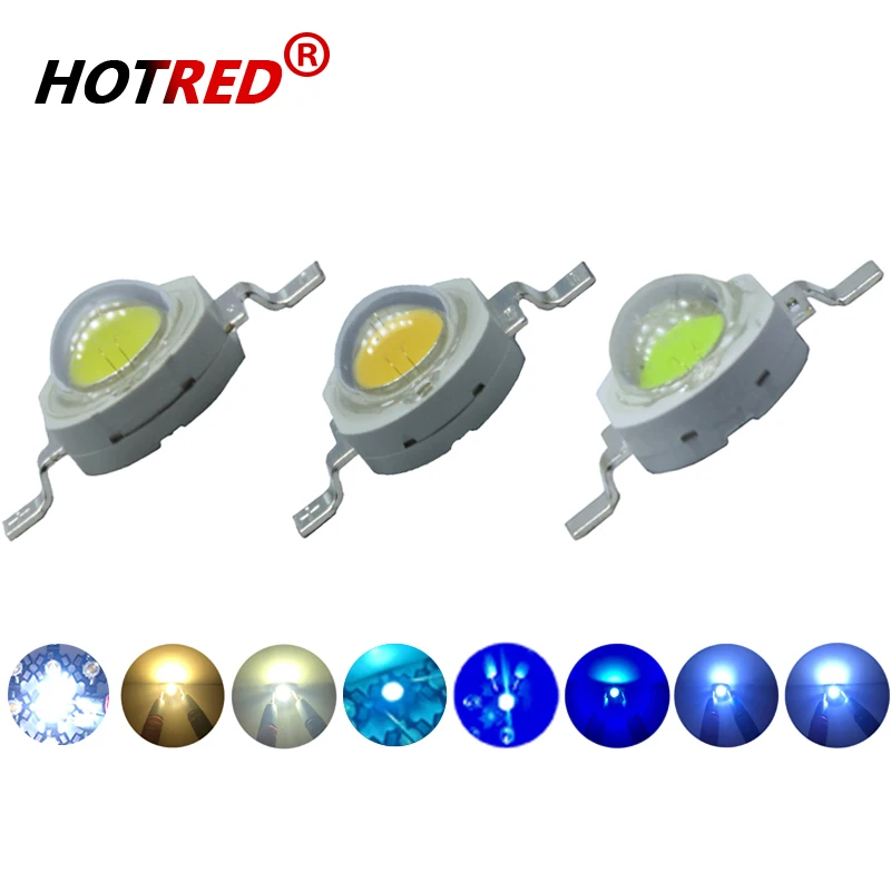 100 szt. 1W 5W 3W wysokiej mocy 3 watowe diody LED białe emitowanie światła diody punktowe lampa świecąca W dół lampy żarówka 620nm 660nm światło LED