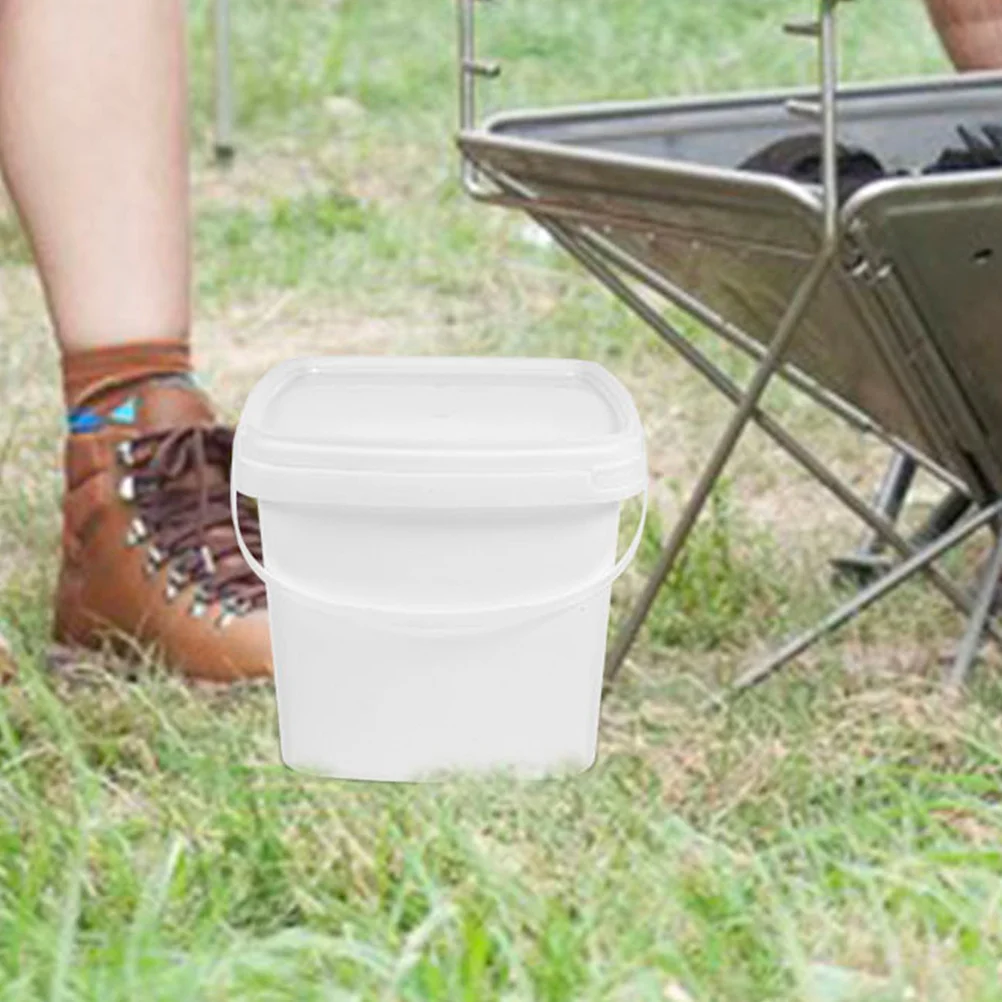 

2pcs 5L Plastic Bucket Square Transparent Storage Container Leak-Proof Lid Handheld Portable For Food Water Home Use
