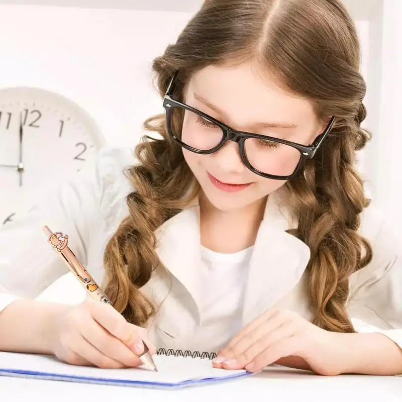 

Выдвижные ручки с героями мультфильмов, 0,5 мм, милые гелевые ручки с капибарой, 6X тонкий наконечник, быстросохнущие чернила, механический карандаш, закладка для снятия стресса