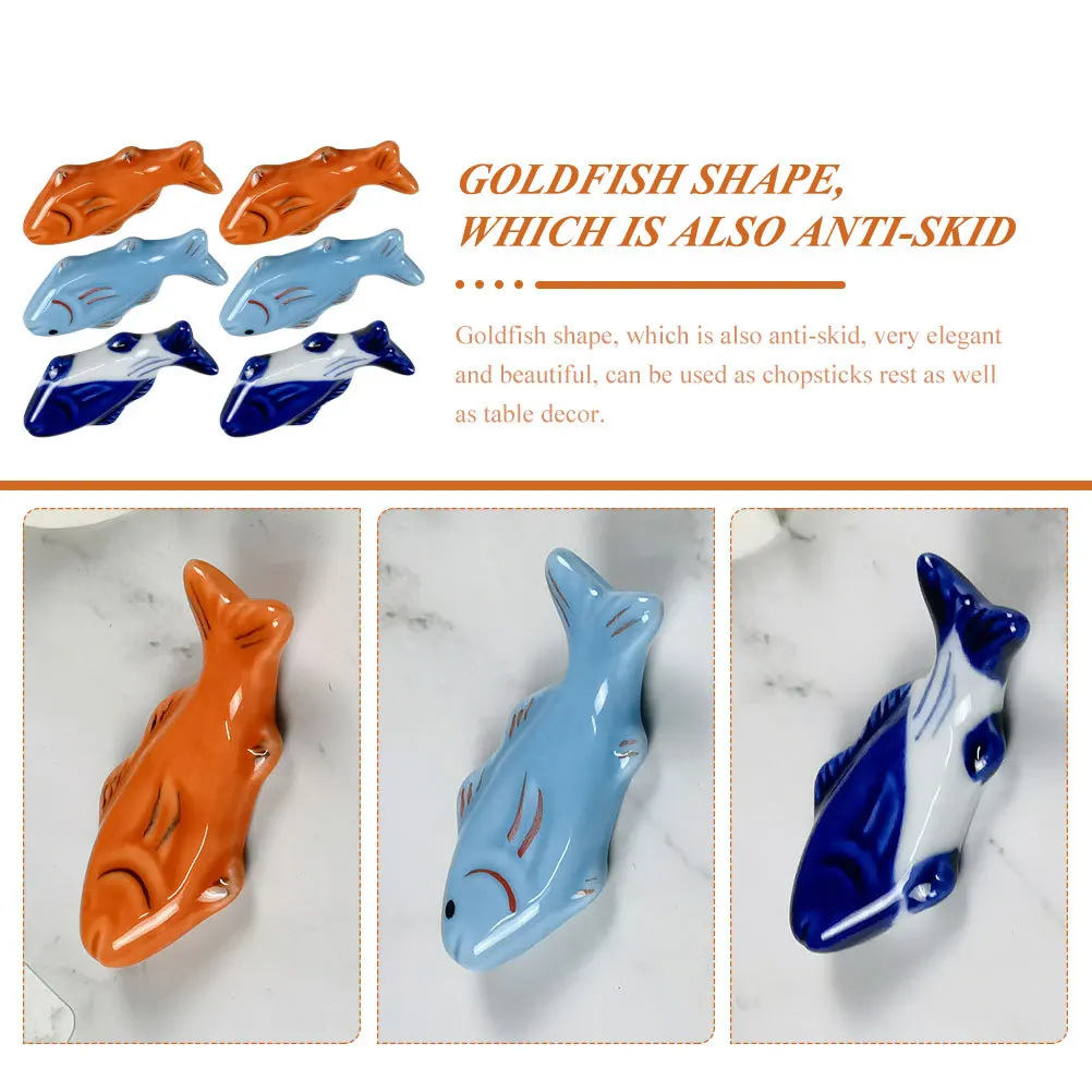 

6Pcs Goldfish Ceramic Chopstick Rest Household Fork Spoon Holder Decorative Tableware Accessories for Dining Table
