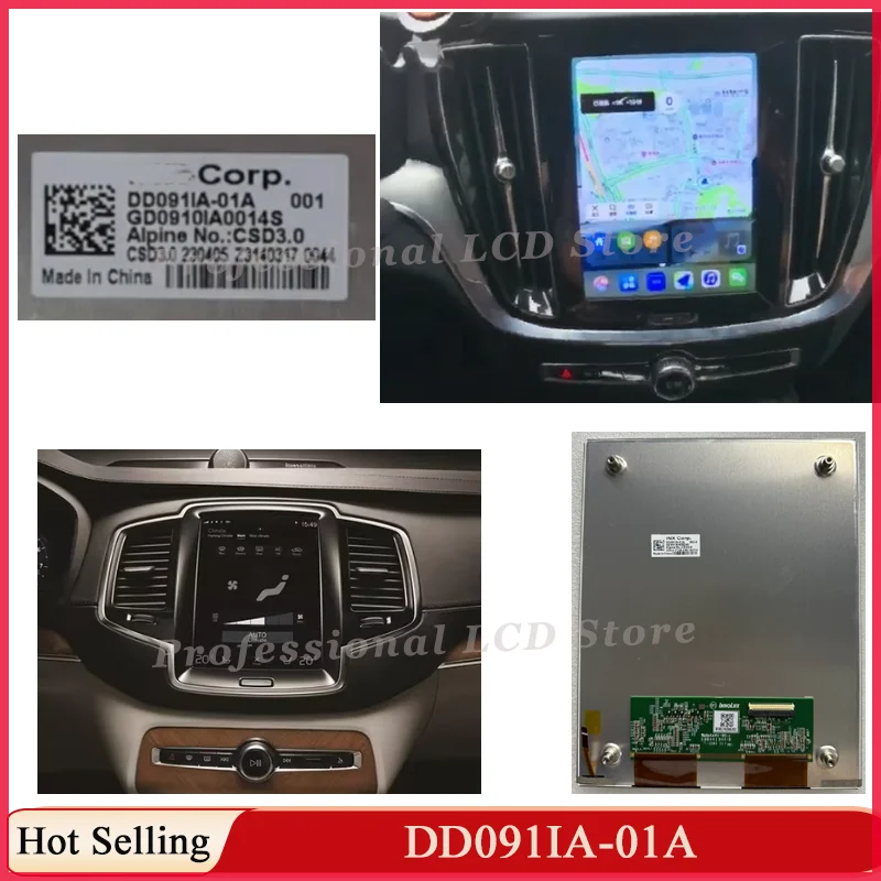 Original Grade A+ DD091IA-01A 9.1 '' Inch LCD Display Screen For Vol VO XC40 XC60 XC90 S90 Dash Center Information LCD Repair