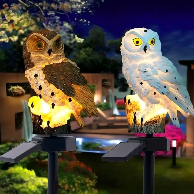 Solar LED Lights Outdoor Decorative Lawn Stake Owl Lights Yard Art Garden Decor Street Lawn Yard Landscape Decorative