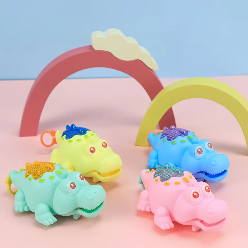 Bonito dos desenhos animados puxar linha crocodilo brinquedos brilhantes novidade educação precoce bebê rastejando crianças criativo relógio brinquedos crianças presente