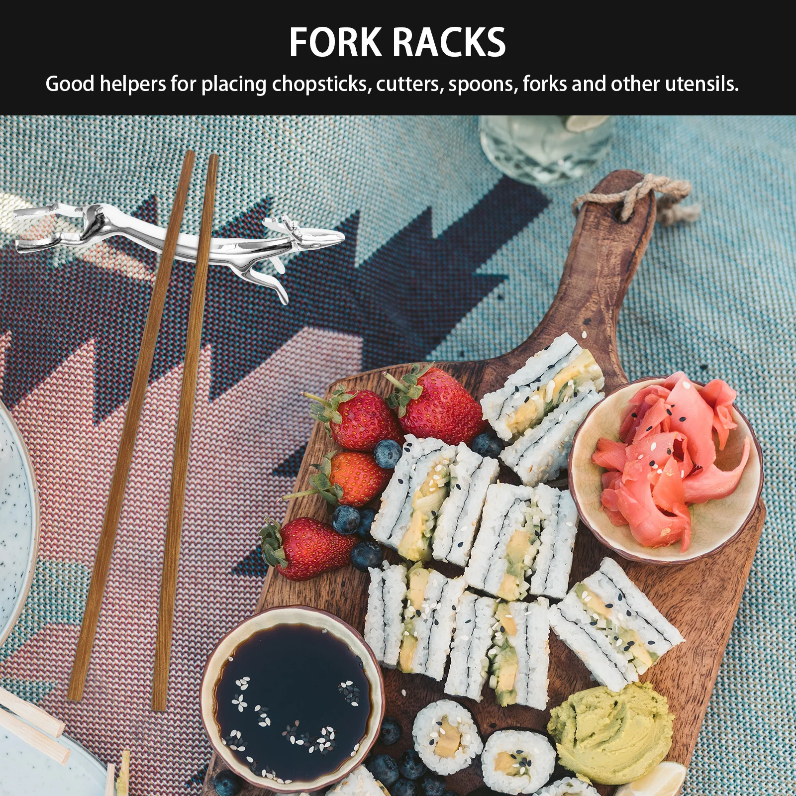 

4Pcs Alloy Chopstick Holders Wear-Resistant Cutlery Storage Shelves Silver Fawn Design Home Restaurant Table Organizer