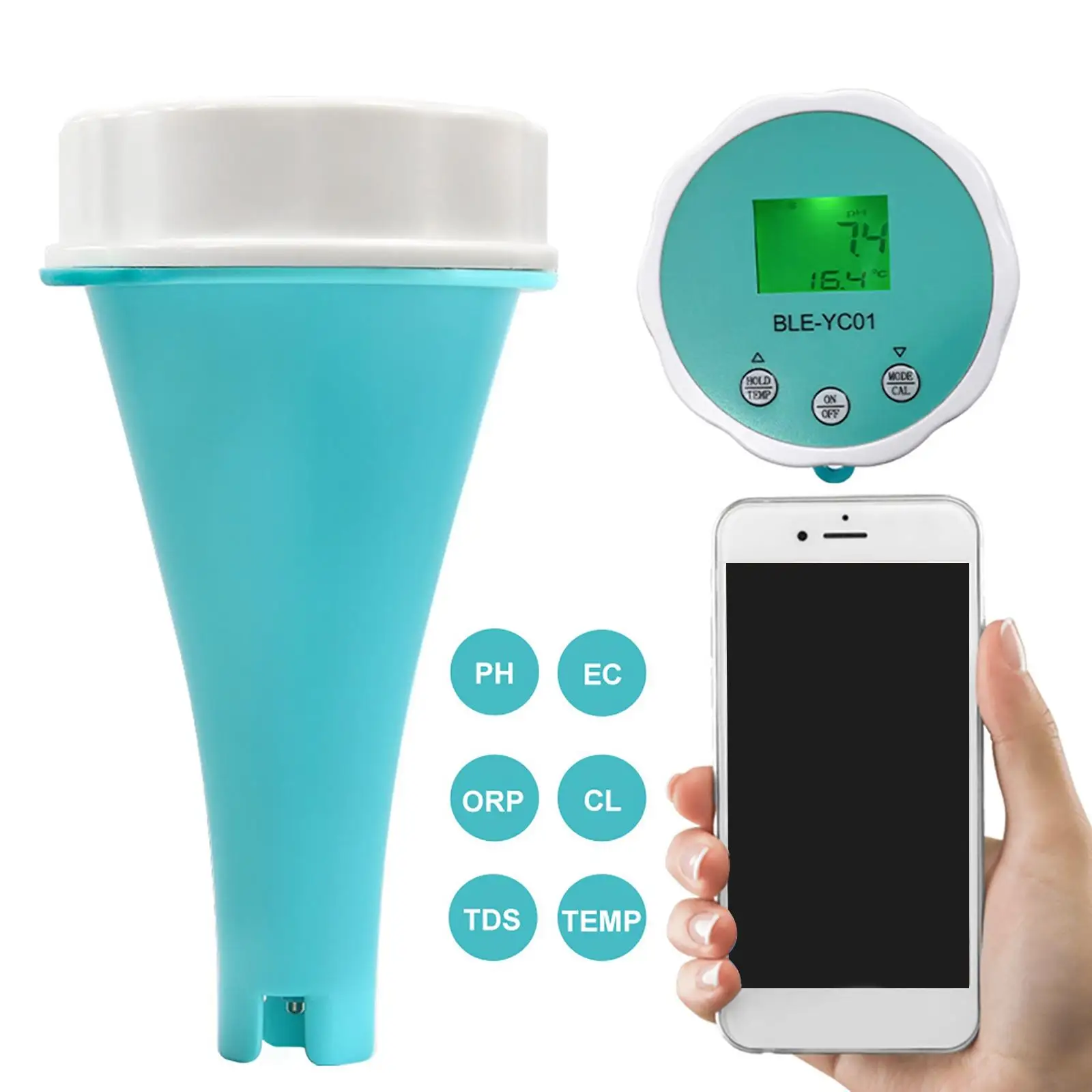 

6 in 1 Water Quality Tester PH Tds EC Orp CL Temp for Hydroponics Home Ponds