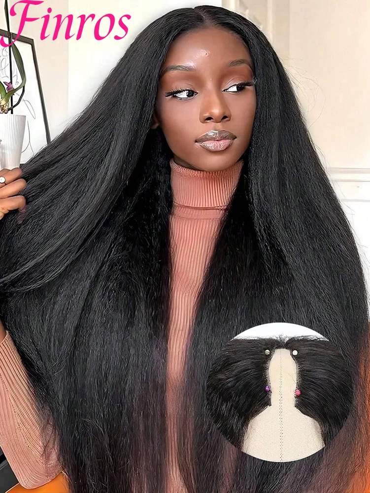 

Парик V-образной формы из натуральных волос, 250% плотность, прямые кудрявые волосы, натуральный черный цвет, для чернокожих женщин, 38 дюймов