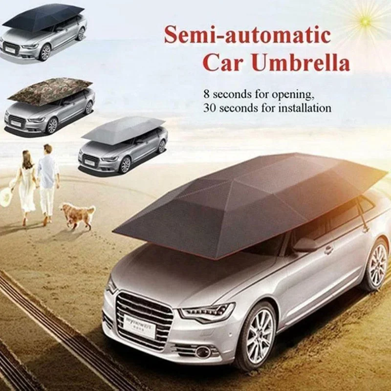 Factory Direct Supply Water-proof Portable Folding Semi-automatic Car Umbrella protect car