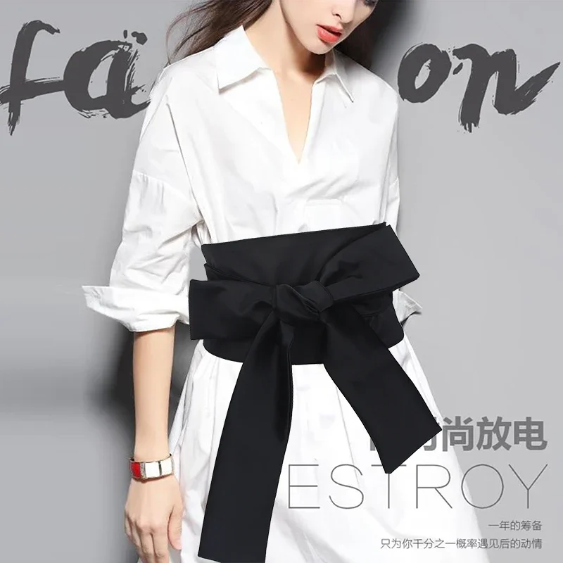 2019 Satin Fabric Wide Waist Belt For Women Purple Blue Pink Self-Tie Bandage Dress Belt For Ladies Slimming Corset Girdle Belts