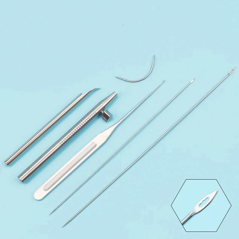 Stainless steel, large V-shaped thread embedding needle, broken thread skin needle, tissue puncture guide needle, facial lifting