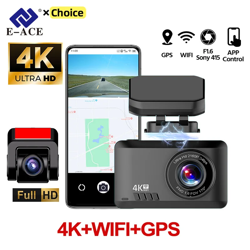 Dashcam 4K GPS Wifi 24H 2.45 Inch  6M 1080P Parking Night Vision Rearview Camera Built-In Video Recorder Car DVR Black Box dvr