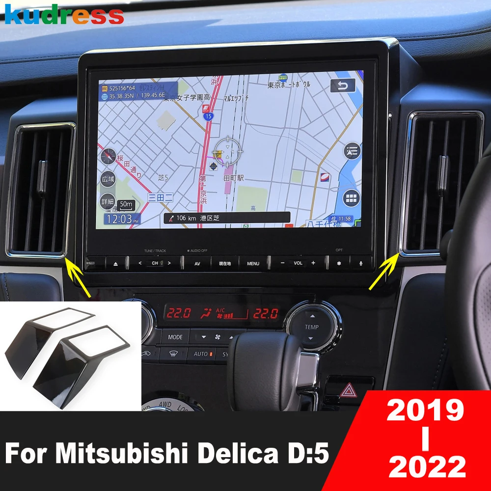 

Interior Accessories For Mitsubishi Delica D:5 2019 2020 2021 2022 Black Car Center Air Condition Vent Outlet Cover Trim