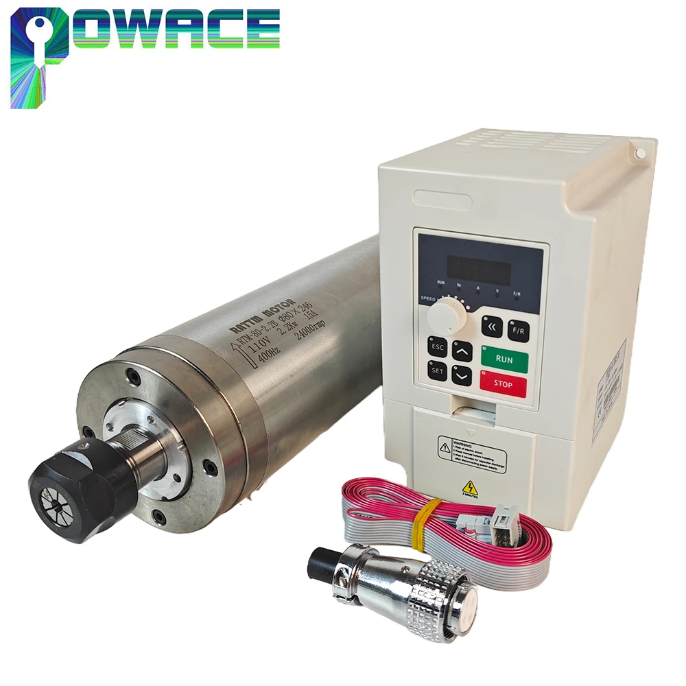 

RTM-80-2.2 80*246mm 2.2KW ER20 Water Cooled Cooling Spindle Motor CNC Router Milling Kit +Frequency Converter