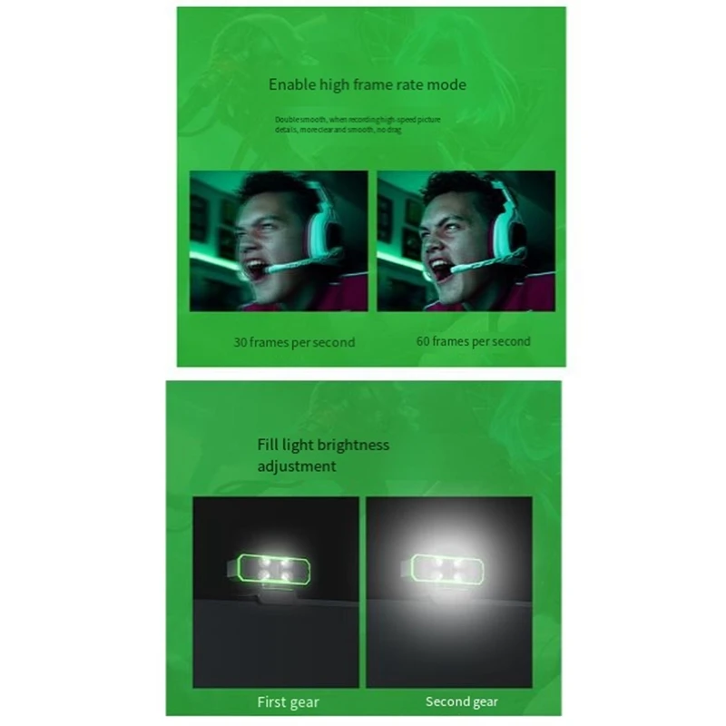 Cámara web con luz de relleno, micrófono, cámara USB, 60fps, ordenador, cámara web multifunción 1080P