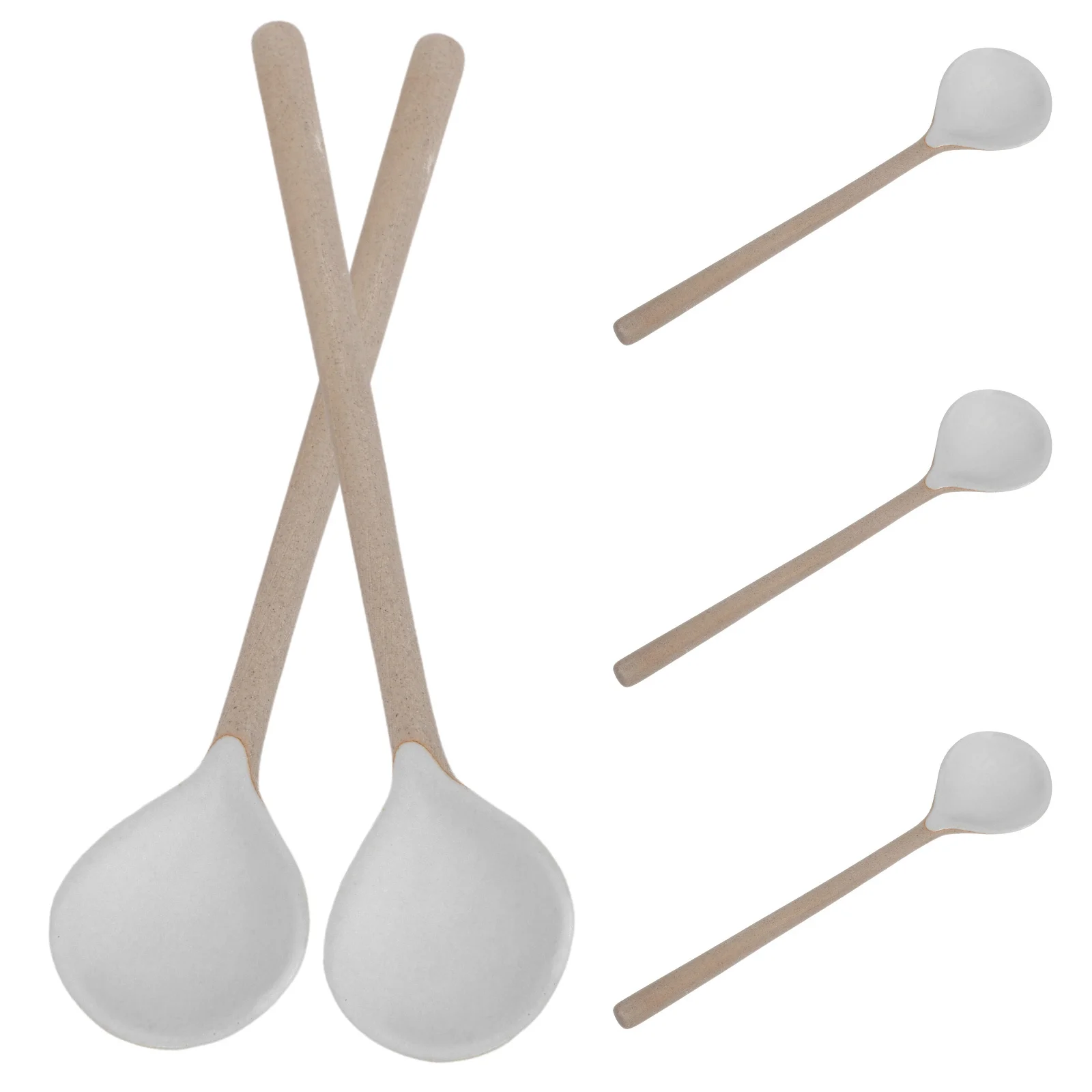 

5Pcs Ceramic Long Handle Cat Spoon Small Coffee Spoon Stirring Sugar Dessert Serving Cute Kitchen Tableware Small Ceramic Spoons