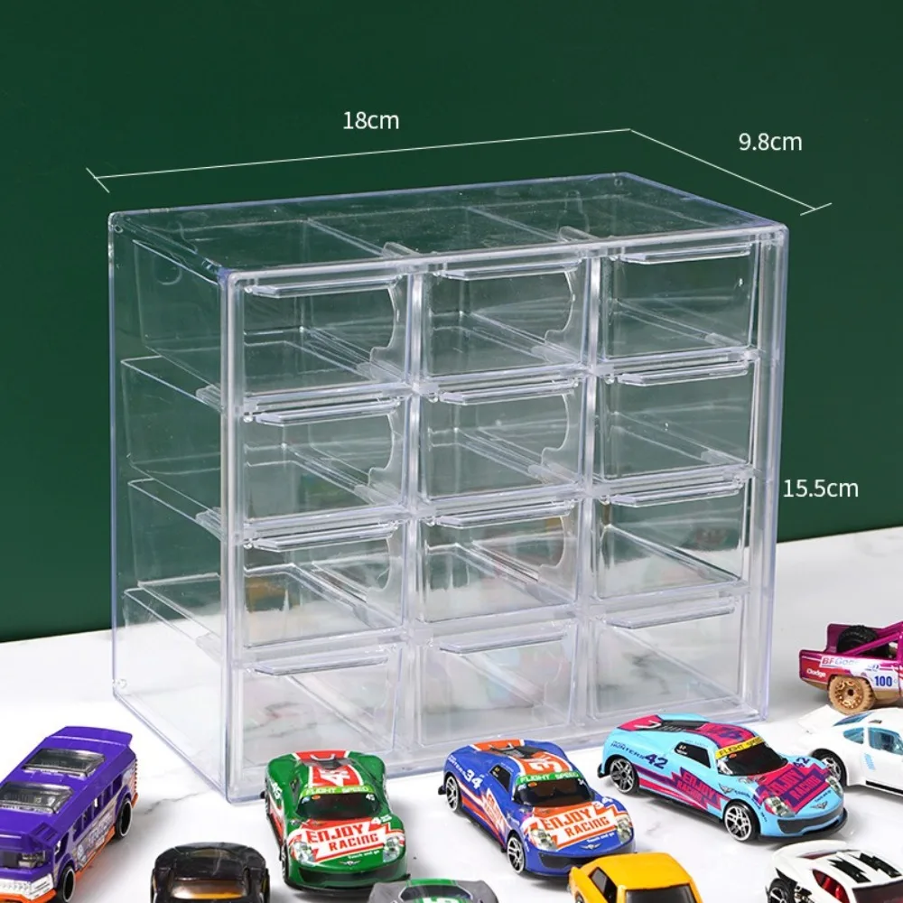 

1/4pcs 8 Grid Car Display Box Stackable Dustproof Acrylic Cabinet Rack Organizer Model Car Display Transparent Car Storage Box