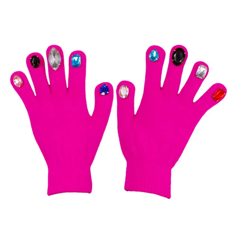 Non-slip Gloves Women’s Faux Knitted Winter Gloves Thickened Cotton Cold-proof Riding Mittens Windproof Outdoor Fashion