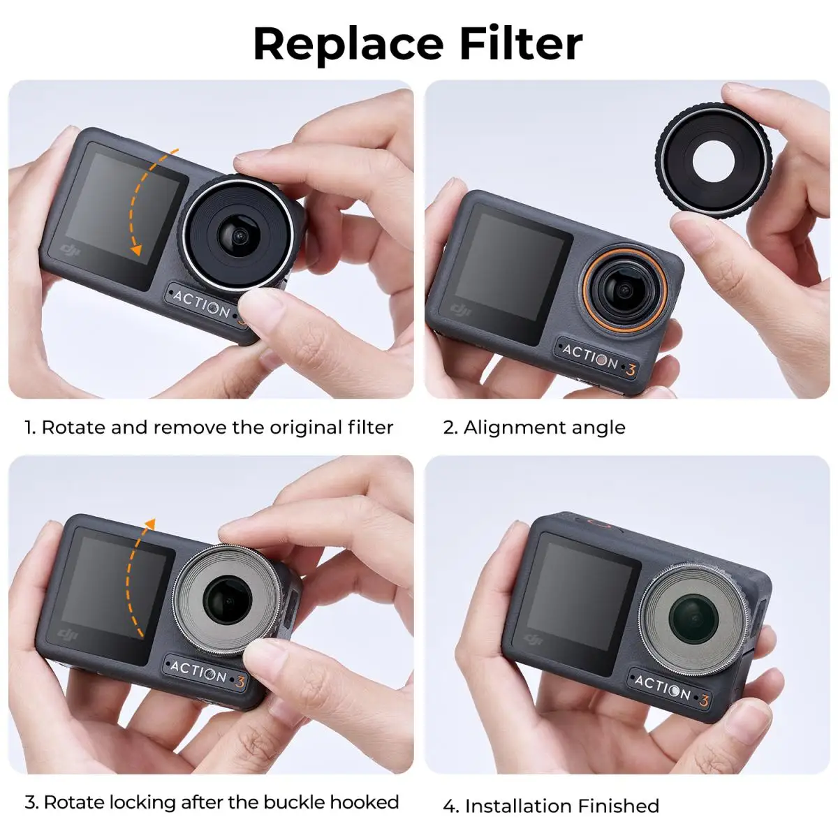 K & F Concept – filtre de lentille UV pour DJI Osmo Action 3, avec Film vert Anti-reflet imperméable simple face