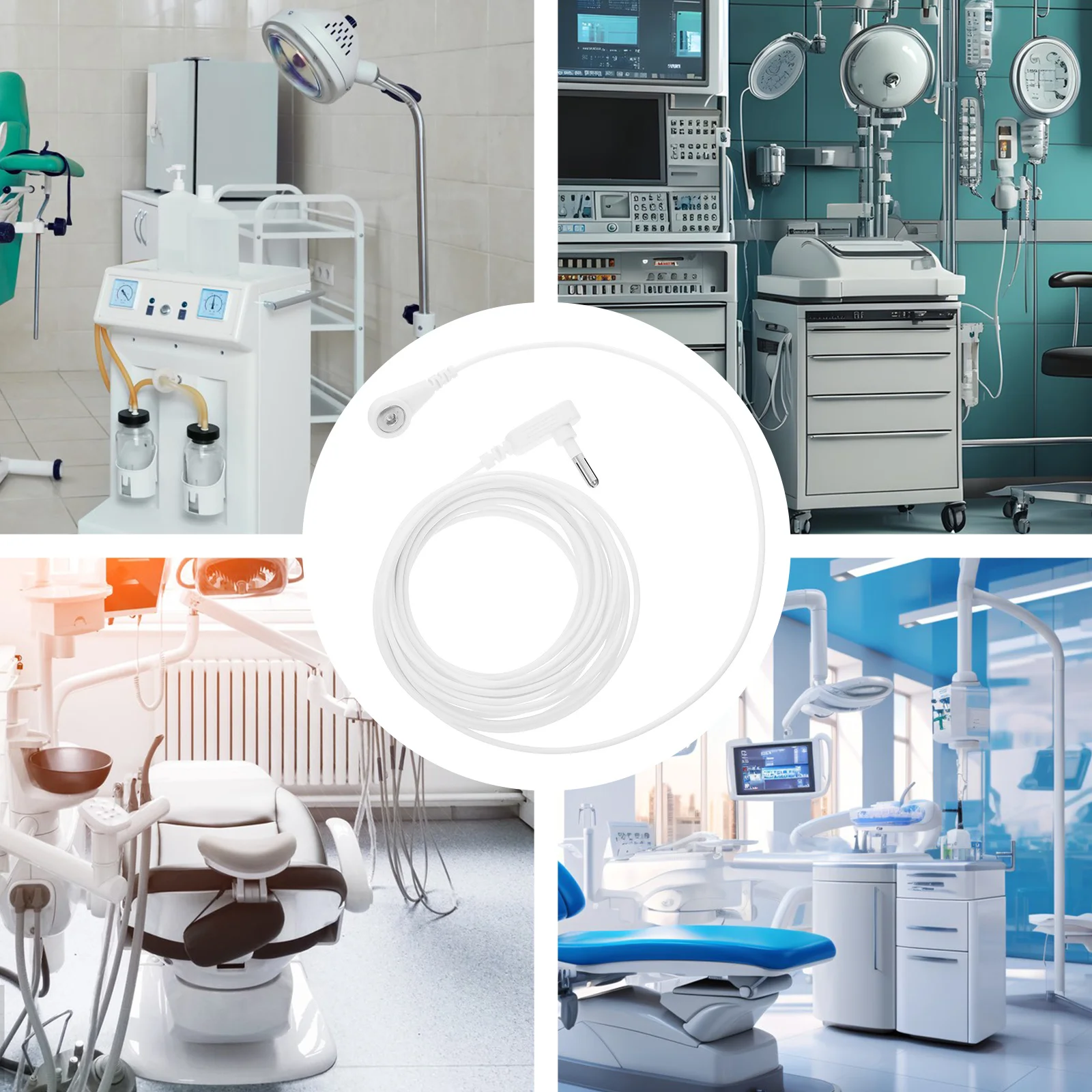 

Medical Grounding Wire White Ground Cord For Earthing Mat Bed Sheet Wristband Pad Pillowcase Universal Plug Safety Protection