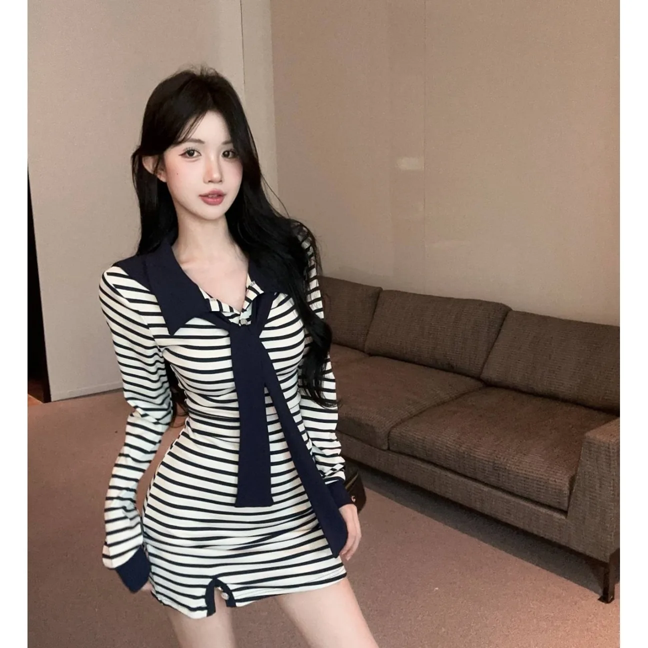 

Slimming ort Skirt Collar Long Sve Design Sensual Women's Dr with oulder Wrap Chinese Brand Spring Faion 2026