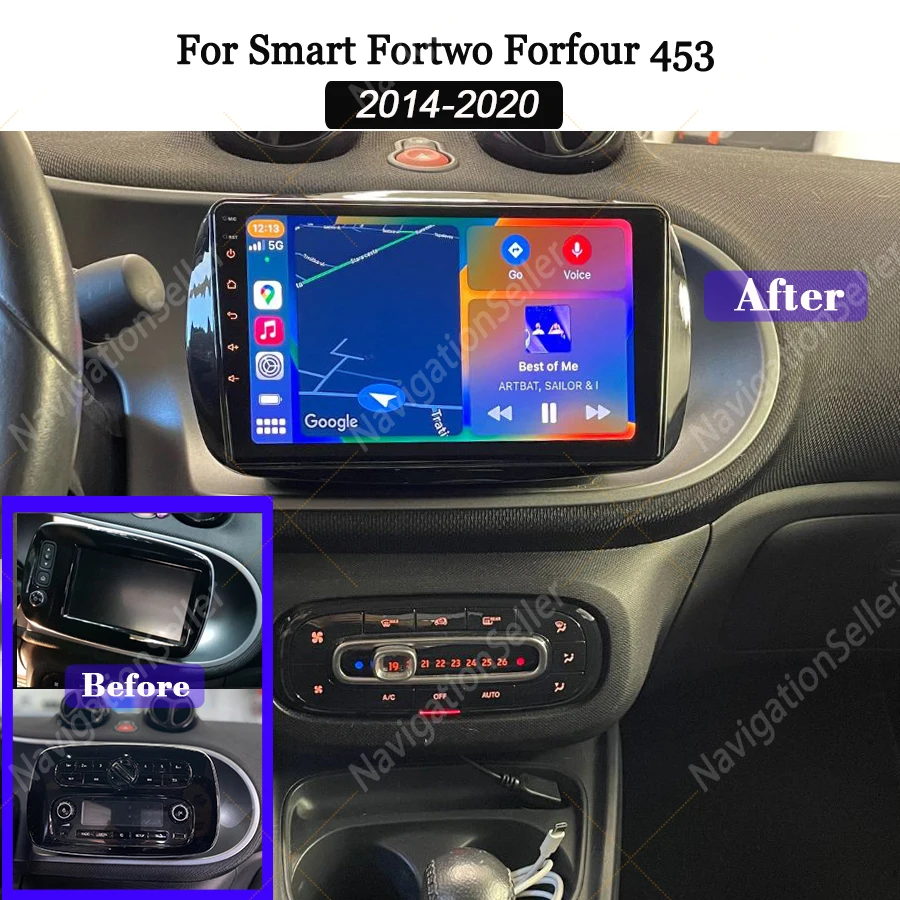 

Carplay Android For Smart Fortwo Forfour 453 MK3 2015 - 2019 Radio Replacement Multimedia Navigation Autoradio Stereo Head Unit