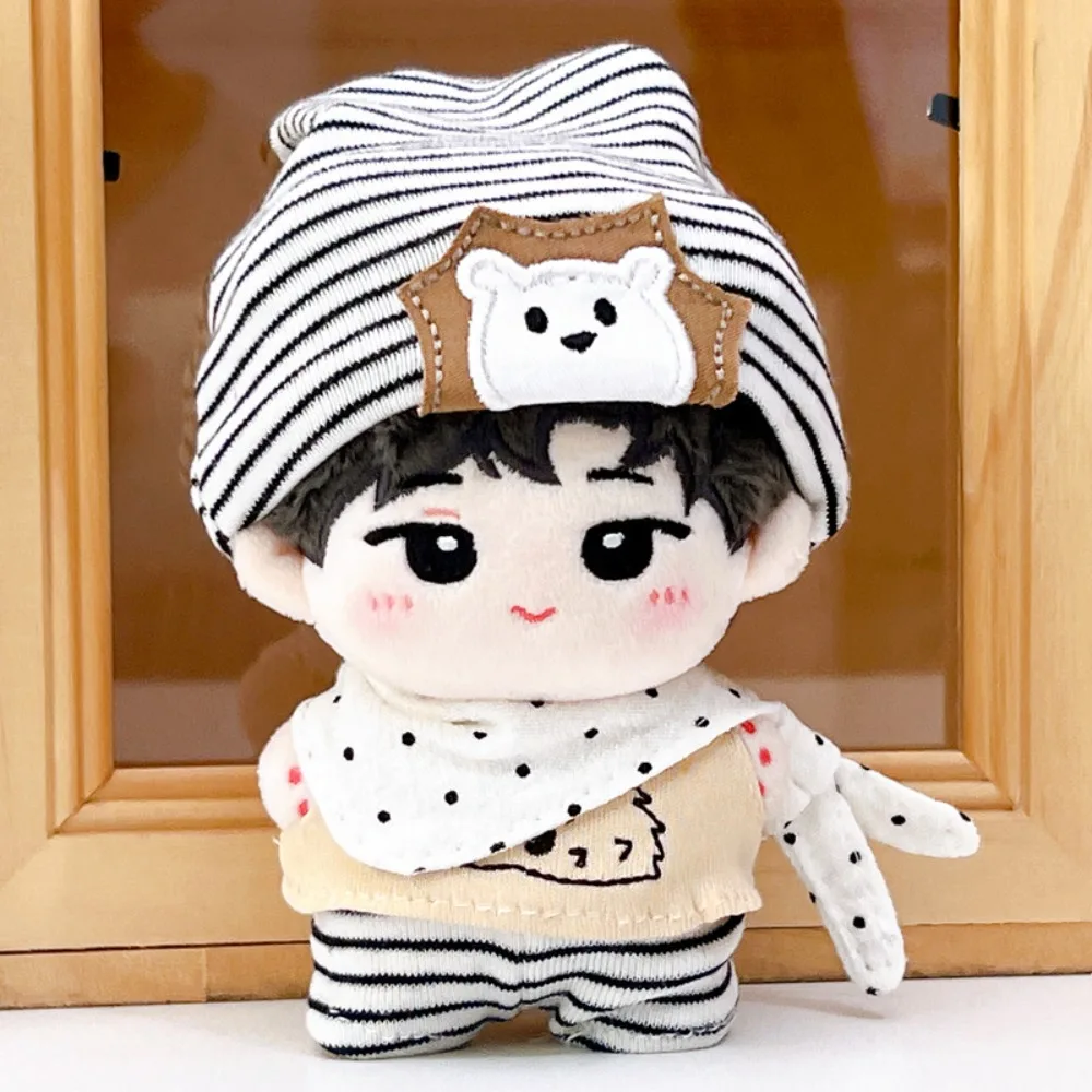 

Hedgehog T-shirt 10cm Cotton Doll Clothes Suit Striped Hat Doll Clothes Outfit Funny Creative Doll Dress Up Set Doll Accessories