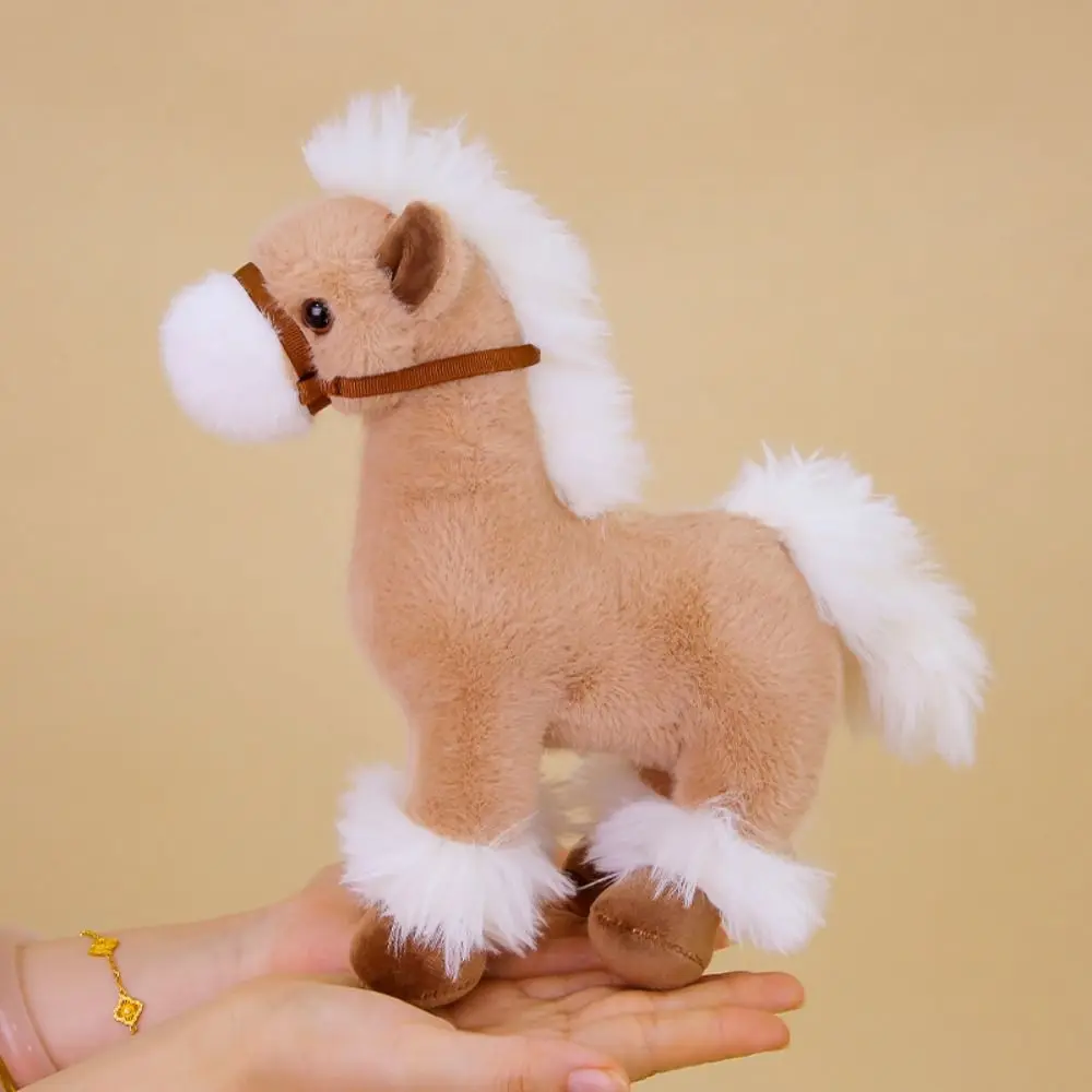 PP Cotton Realistic Horse Plush Toys Fluffy Soft Stuffed Standing Warhorse Doll Collection Portable Horse Mascot Stuffed Animal