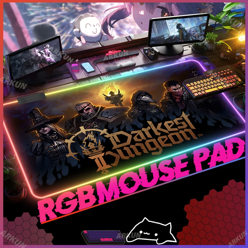 XXL RGB Dark Fantasy Roguelike Adventure Game Darkest Dungeon Gaming Mouse Pad Accessories Large 90x40 PC Computer Backlit Mat