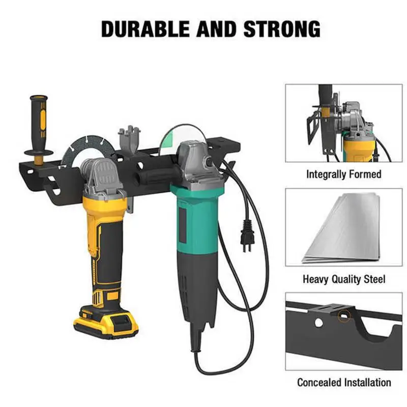 Angle Grinder Holder Wall Mount Bracket 2 Bay Multipurpose with Wire Hanger, Angle Grinder Storage Rack for Angle Grinders