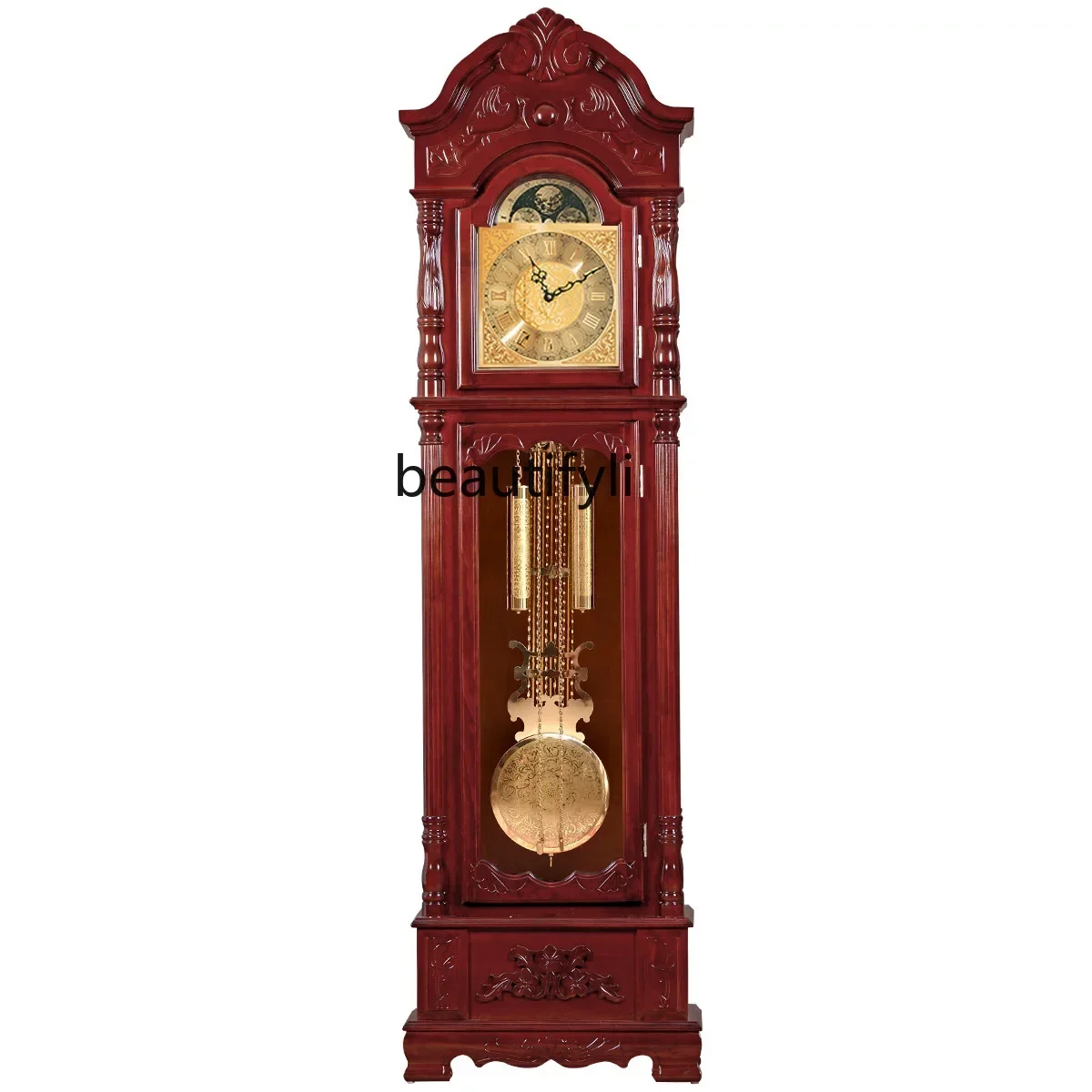 The Grandfather Clock European-Style Clock Solid Wood Chinese and American-Style Mechanical Copper Movement Zipper Modern Hammer